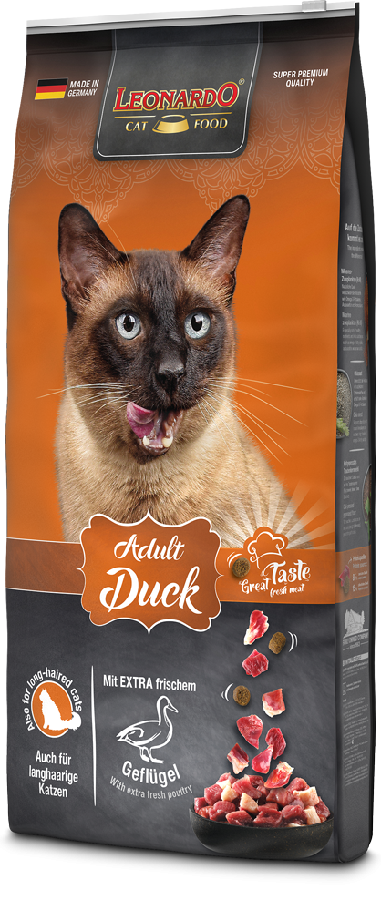 LEONARDO ADULT DUCK Classic line Ξηρά τροφή για ενήλικες γάτες από 1 έτους, με φρέσκο ψαχνό κρέας πουλερικών  15kg
